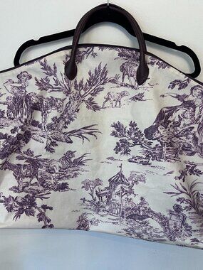 Two's Company White and Purple Toile Travel Bag